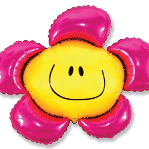 Фольгированный шар "Цветочек-улыбка Фуксия"