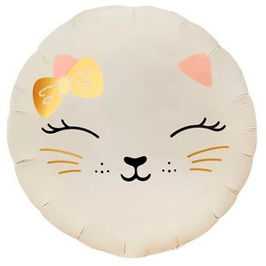 Фольгированный шар "Киска с бантиком White"
