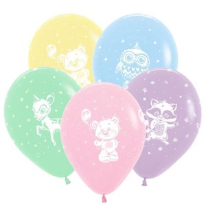 Воздушный шарик "Лесные зверята макаронс"