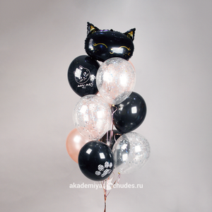 "Черная кошка" фонтан из 10 воздушных шаров