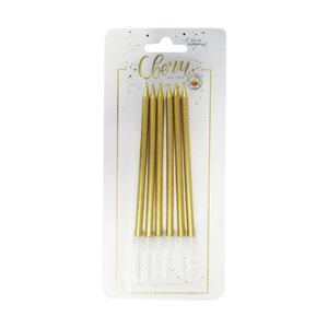 Свечи тортовые классические "Металл" Античное золото с держателями