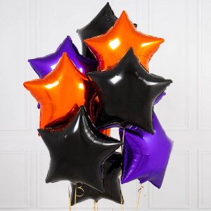 Облако из 15 фольгированных шаров звезд (ассорти Космос)