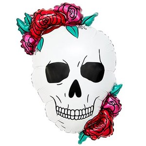 Фольгированный шар "Череп в цветах"