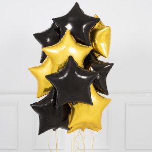 Облако из 15 фольгированных шаров звезд (ассорти Нью Йорк)