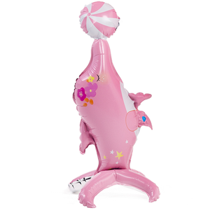 Ходячая фигура "Дельфин розовый", на подставке (надув воздухом)