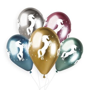 Воздушный шарик "Единороги хром"
