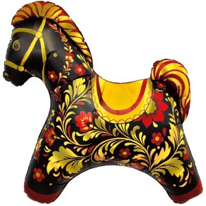 Фольгированный шар "Лошадка красная Золотая"