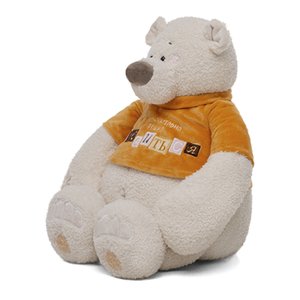 Мягкая игрушка "Медведь Тато в майке" (рыжей, пудровой, кофейной, графитовой, серо-бежевой) 37 см.