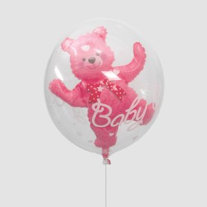 Бабл «Шар в шаре. Мишка» розовый