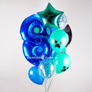 "Пиксели" фонтан из 11 воздушных шаров