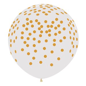 Метровый шар "Золотое конфетти, прозрачный"