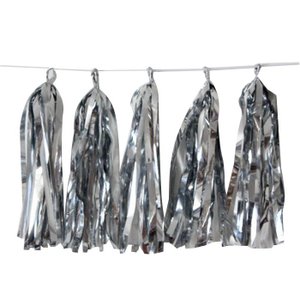 Тассел-гирлянда Серебряные кисточки фольгированные