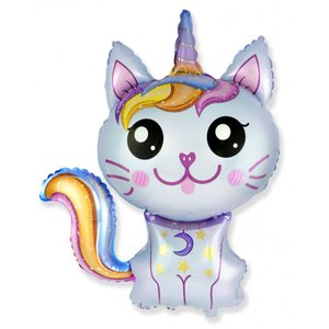 Фольгированный шар "Кот-единорог"