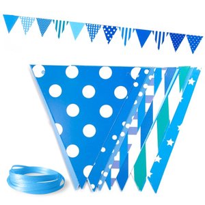 Гирлянда на ленте «Флажки», голубая
