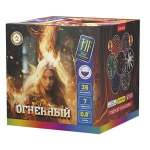 Батарея салютов "Огненный" 0,8"-1,2" 36 выстр., 7 эффектов, 45 сек