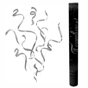 Пневмохлопушка 50 см "Поздравляем!" Серпантин с серебряной печатью