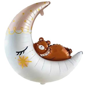 Фольгированный шар "Месяц и Мишка спящий"
