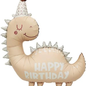 Фольгированный шар "Динозаврик в колпачке", сатин