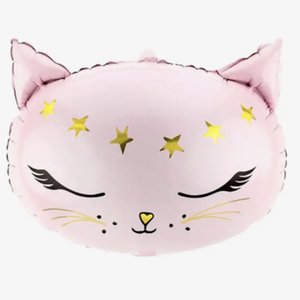 Фольгированный шар "Кошка голова розовая" PartyDeco