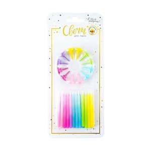 Свечи тортовые классические "Градиент" (Ассорти) с держателями