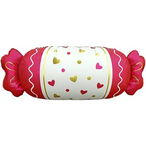 Фольгированный шар "Конфета, Сердечки, Красный, Сатин"