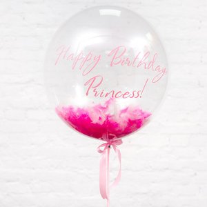 Прозрачный шар баблс 51 см с перьями Принцесса