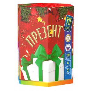 Батарея салютов "Презент" 0,8"-1,2" 19 выстр.,4 эффекта, 30 сек., 17,5см