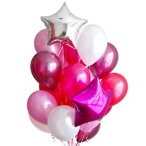 "50 оттенков красного" фонтан из 15 воздушных шаров