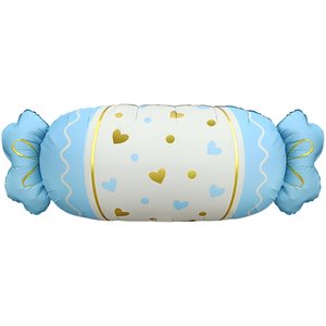 Фольгированный шар "Конфета, Сердечки, Голубой, Сатин"