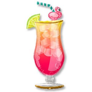 Фольгированный шар "Коктейль с трубочкой Фламинго"