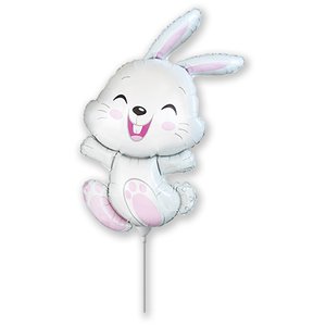 «Зайчик нежный» мини, фольгированный шар на палочке (воздух)
