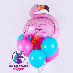 "Фламинго на волнах" фонтан из 11 воздушных шаров