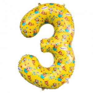Фольгированный шар "Три кота цифра 3" 86 см
