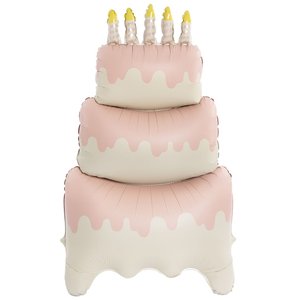 Ходячая фигура "Торт со свечками розовый сатин" (надув воздухом)