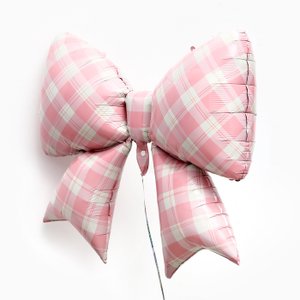 Фольгированный шар "Розовый бант в клетку"