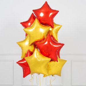 Облако из 15 фольгированных шаров звезд (ассорти Торжество)