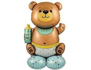 Ходячая фигура "Малыш Мишка бутылочка голубая", на подставке (надув воздухом)
