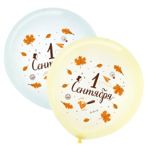 Воздушный шар "Первое сентября С Днем знаний", Ассорти Кристалл, 2 ст., 60 см