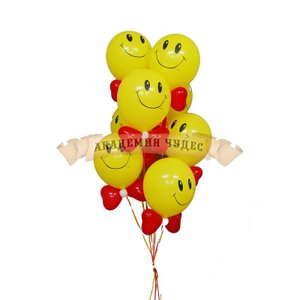 Фонтан из воздушных шаров "Смайлы с бабочками"