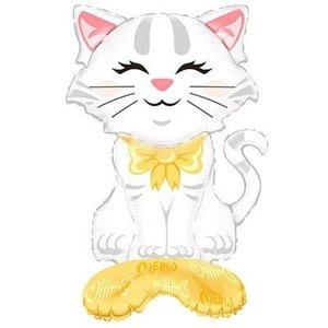 Ходячая фигура "Кошка белая", на подставке (надув воздухом)