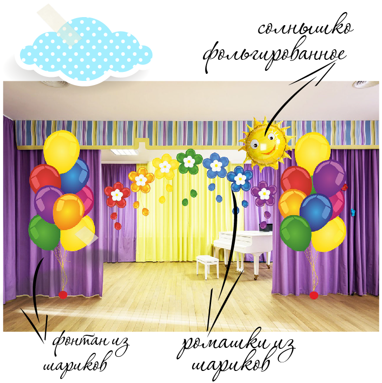 Оформление шарами выпускной в детском саду