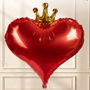 Фольгированное сердце "Сердце с короной", красный