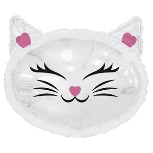 Фольгированный шар "Голова котика белая"