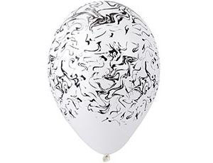 Воздушный шарик "Мрамор бел/чёрный"