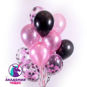 "Черная роза" фонтан из 15 воздушных шаров
