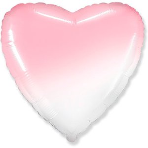 Фольгированный шар Сердце Бело-розовый градиент