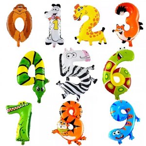 Цифры фольгированные, звери 102 см