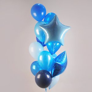 "Синий иней мини" (10"/25 см) фонтан из 13 воздушных шаров