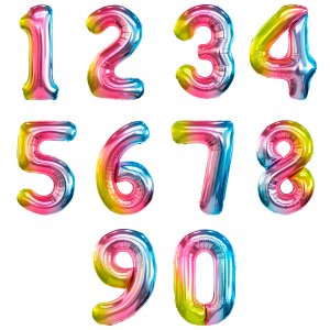 Цифры фольгированные, нежная радуга 102 см