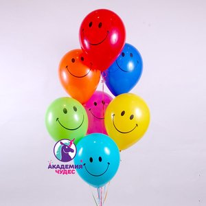 "Цветные смайлы" фонтан из 7 воздушных шаров
